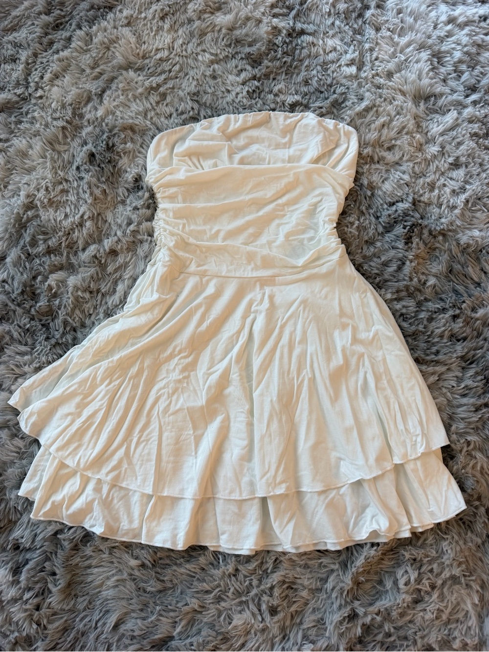 Strapless White Tiered Summer Dress